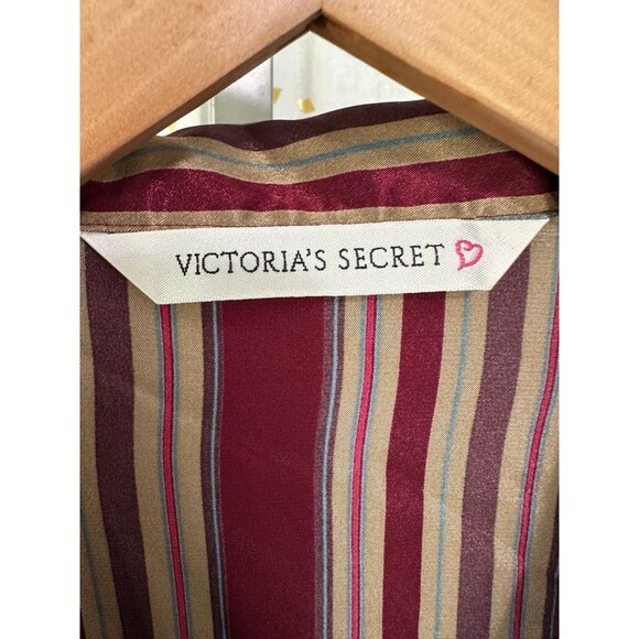 Victoria’s Secret Women's Stripe Button Down Silky Satin Sleep Shirt S - Picture 4 of 5